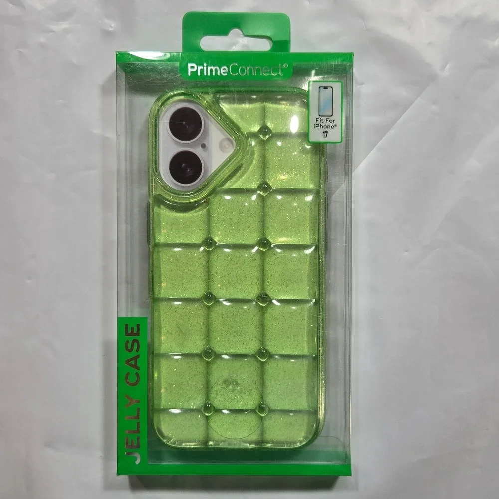 PrimeConnect iPhone 17 Jelly Case Cover Lime Green Glitter New TikTok viral Flaw